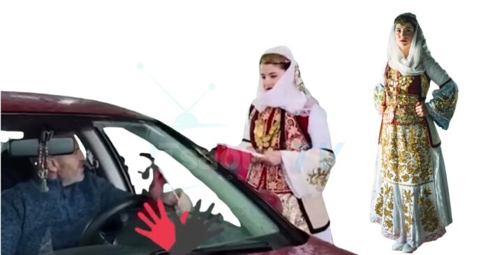 Κοπέλα με Δεροπολίτικη παραδοσιακή στολή στα ελληνοαλβανικά σύνορα